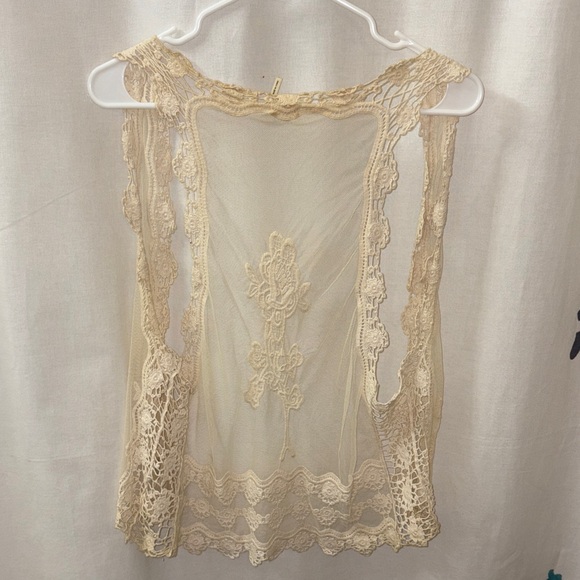 Blue Bird Other - Blue Bird Sheer Lace Overlay Vest in Cream